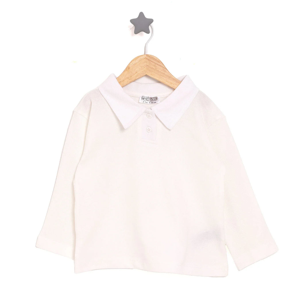 HelloBaby Polo Collar Long Sleeve Pique Baby T-Shirt (9 Months to 5 Years)