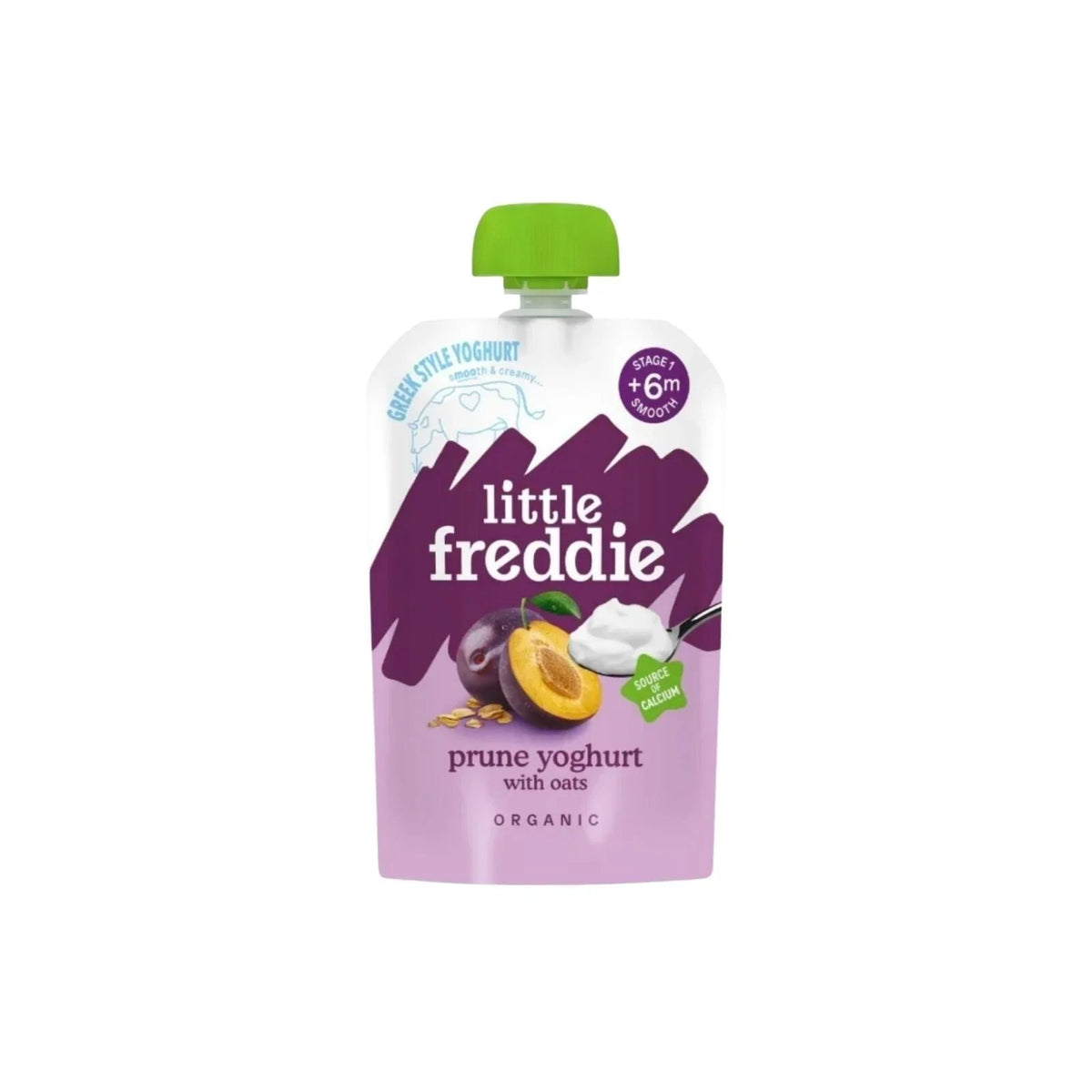 Little Freddie Organic Prune Greek Style Yoghurt with Oats Baby Food Pouch 6+ months 100g