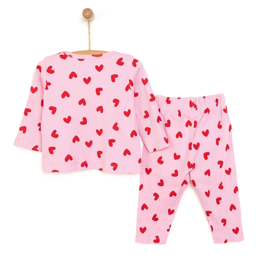 HelloBaby Heart Motif Ribbed Long Sleeve Baby Pyjama Set (6 Months to 4 Years)