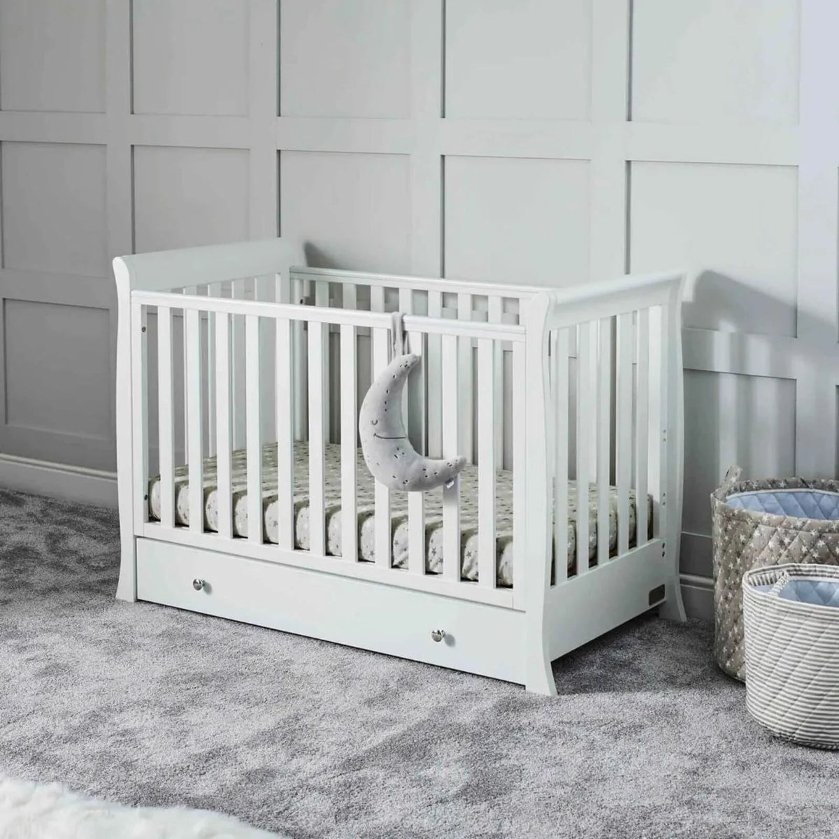 Ickle Bubba Snowdon Mini Cot Bed White - Fibre Mattress