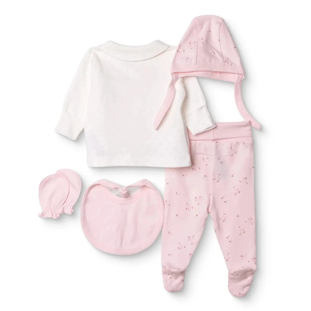 Bebetto 5 Piece "Cutie" Embroidered Baby Hospital Bag Set on a Hanger (Newborn) - Pink