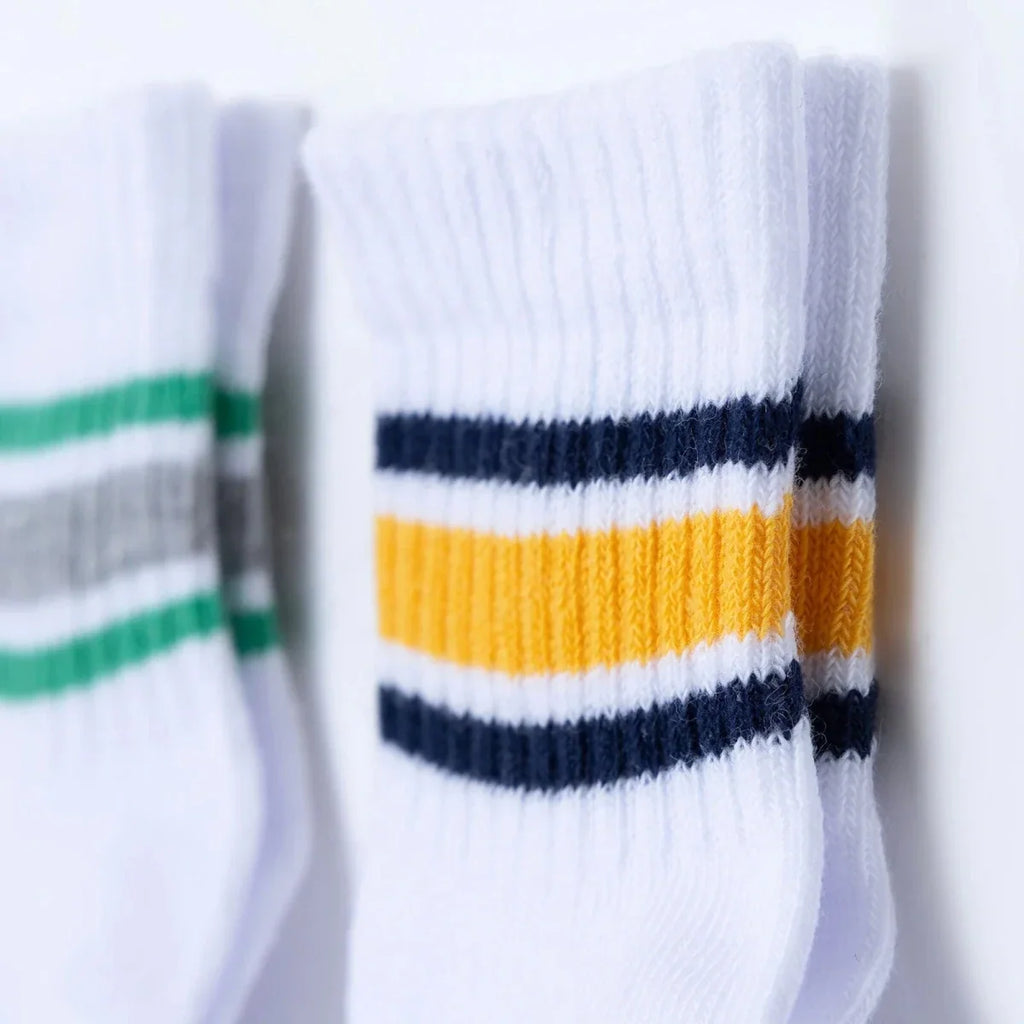 HelloBaby Striped 3 Pack Ankle Baby Socks (Newborn to 4-5 Years) - White