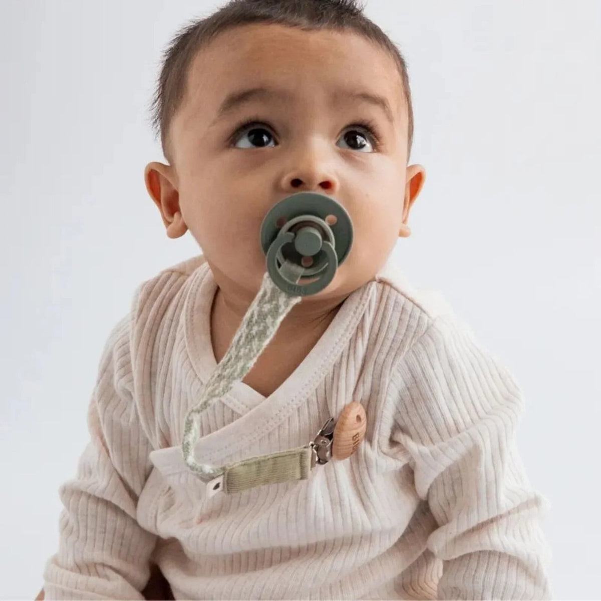 BIBS Pacifier Clip Braided - Sand & Ivory