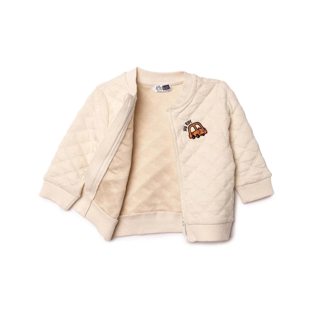 HelloBaby Grandad Collar Quilted Baby Cardigan (6-9 Months to 4-5 Years) - Ecru