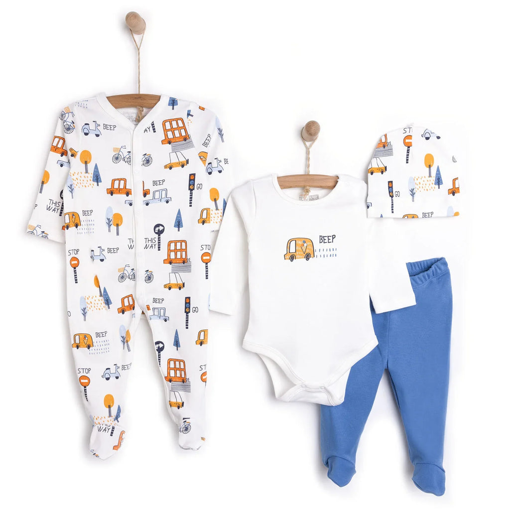 HelloBaby 4 Piece Car Print Baby Hospital Bag Set (Newborn to 9 Months)