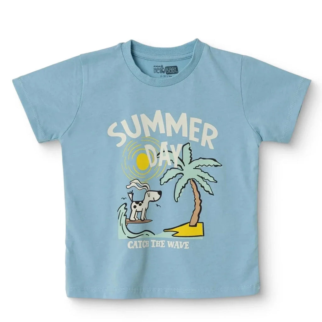 HelloBaby Short Sleeve Jersey Baby T-Shirt (3-6 Months to 3-4 Years) - Blue