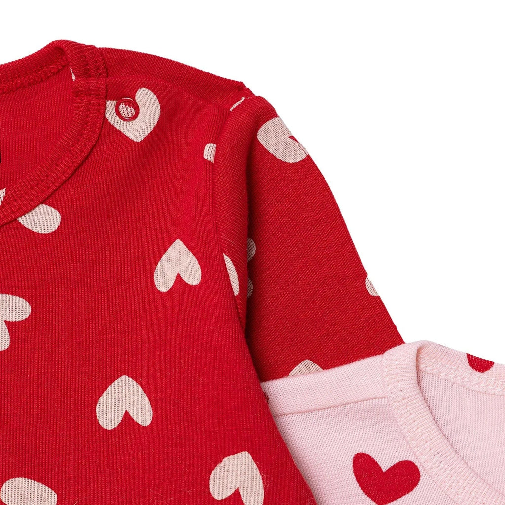 HelloBaby 2 Pack Heart Print Long Sleeve Baby Bodysuits (1-3 Months to 2-3 Years)
