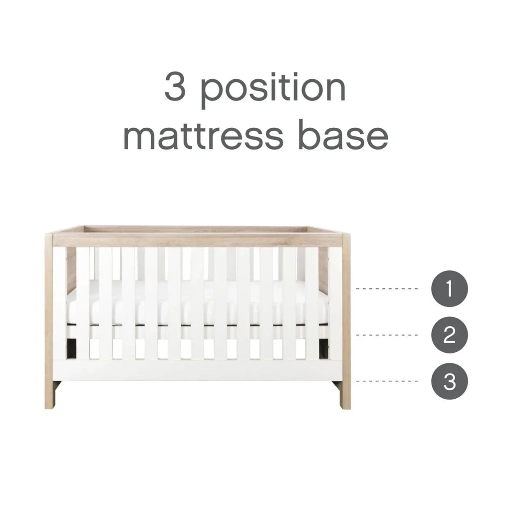 Tutti Bambini Modena 3-in-1 Cot Bed - White/Oak