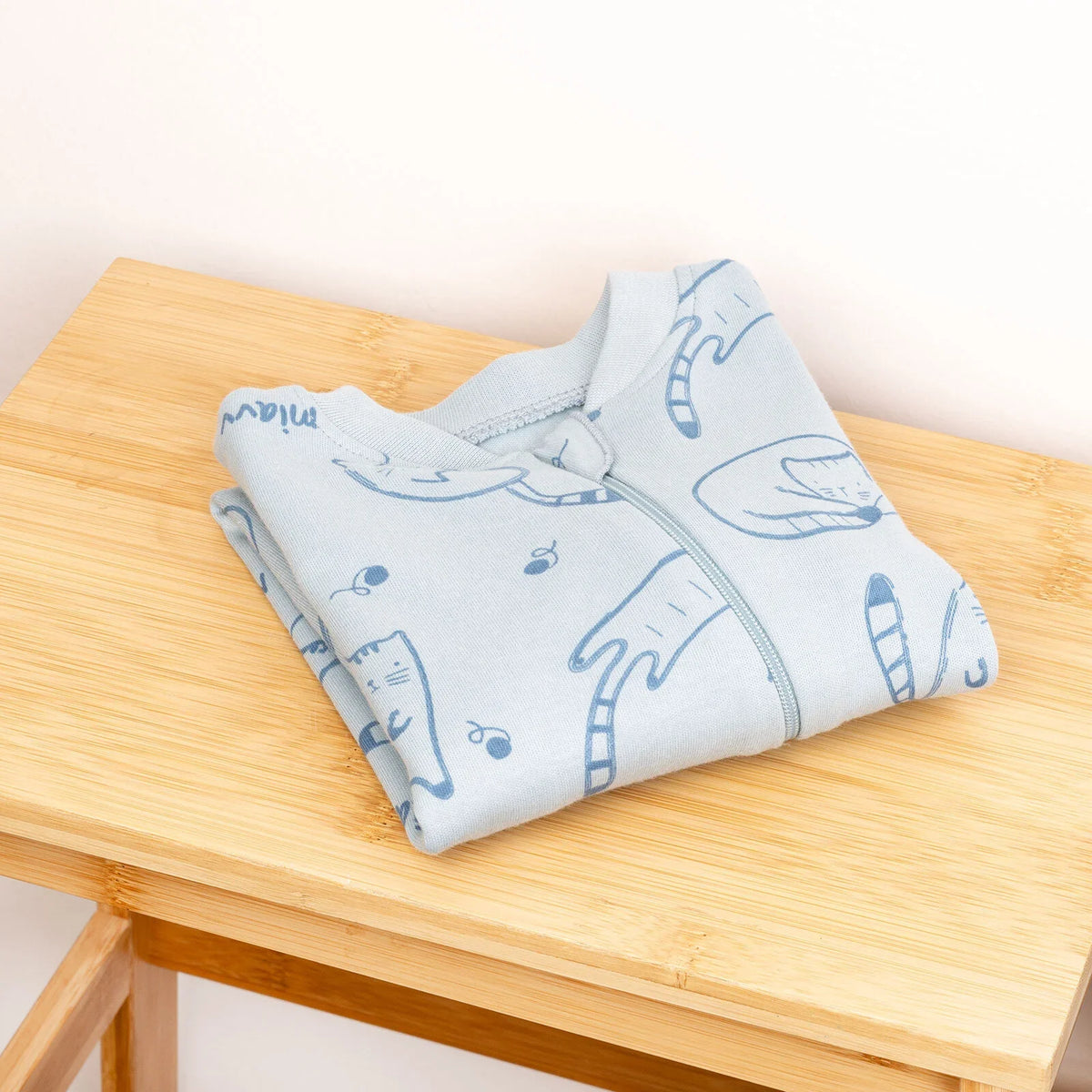 Bebetto Cat Motif Zip-Up Footless Baby Sleepsuit (3 Months to 3 Years)