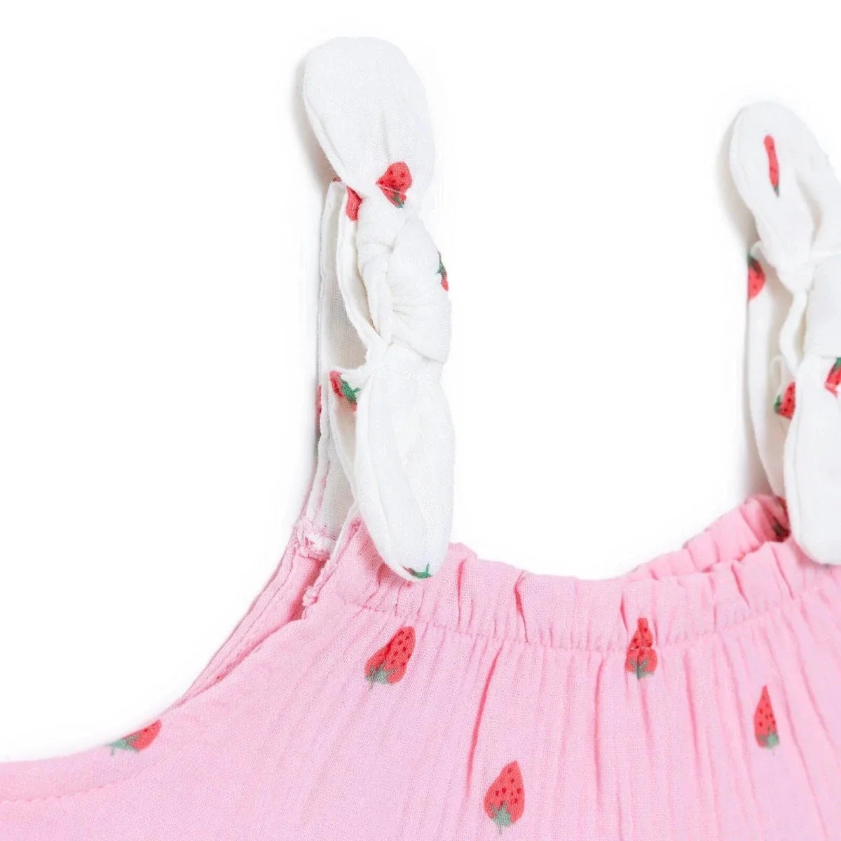 HelloBaby Strawberry Print Crew Neck Short Sleeve Baby Dress (6-9 Months to 4-5 Years) - Pink Printed