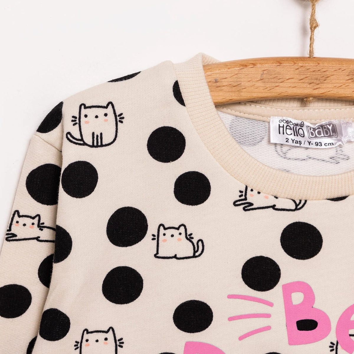HelloBaby Cat and Polka Dot Brushed Baby Sweatshirt (6 Months to 5 Years)