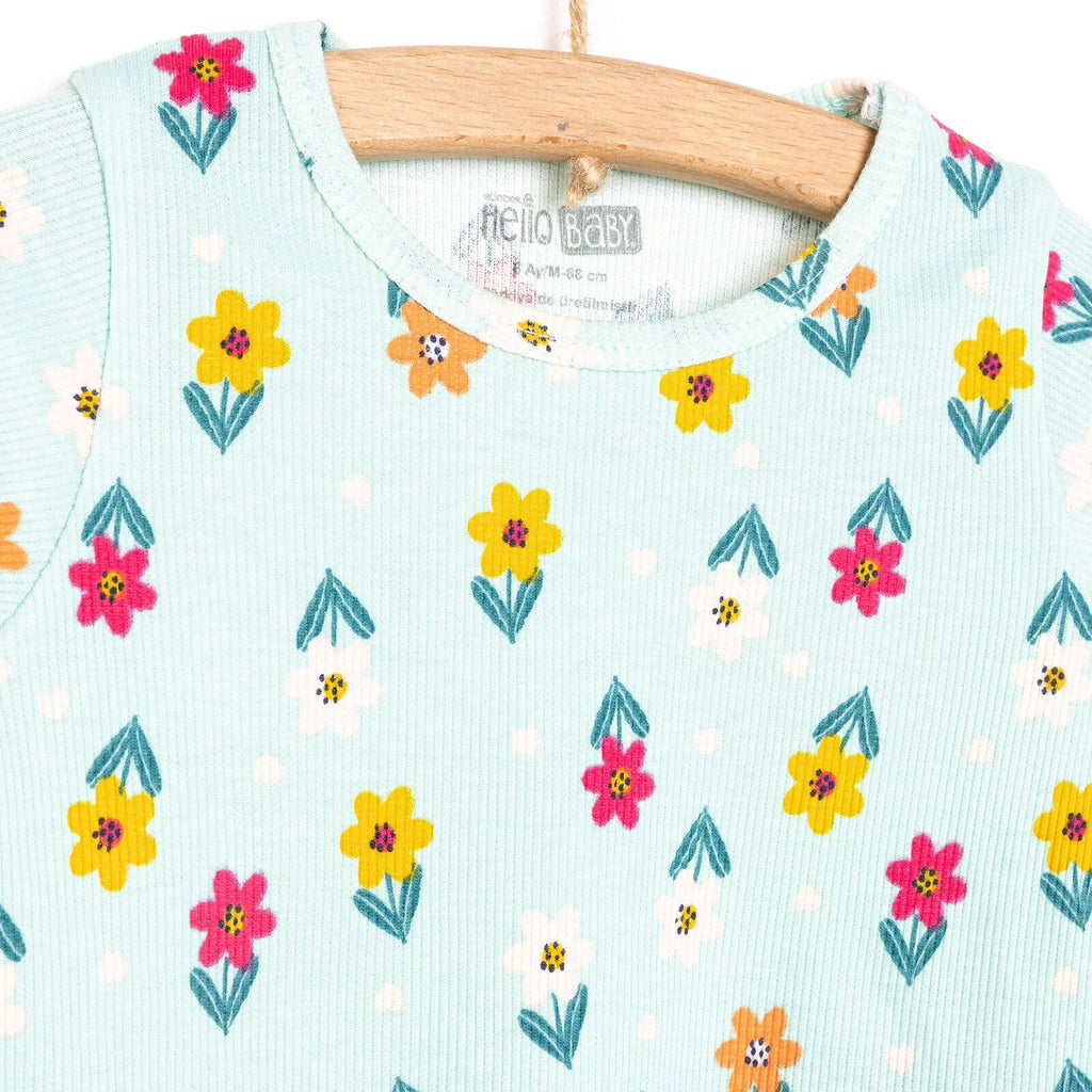 HelloBaby Floral Motif Ribbed Long Sleeve Baby Pyjama Set (6 Months to 4 Years)