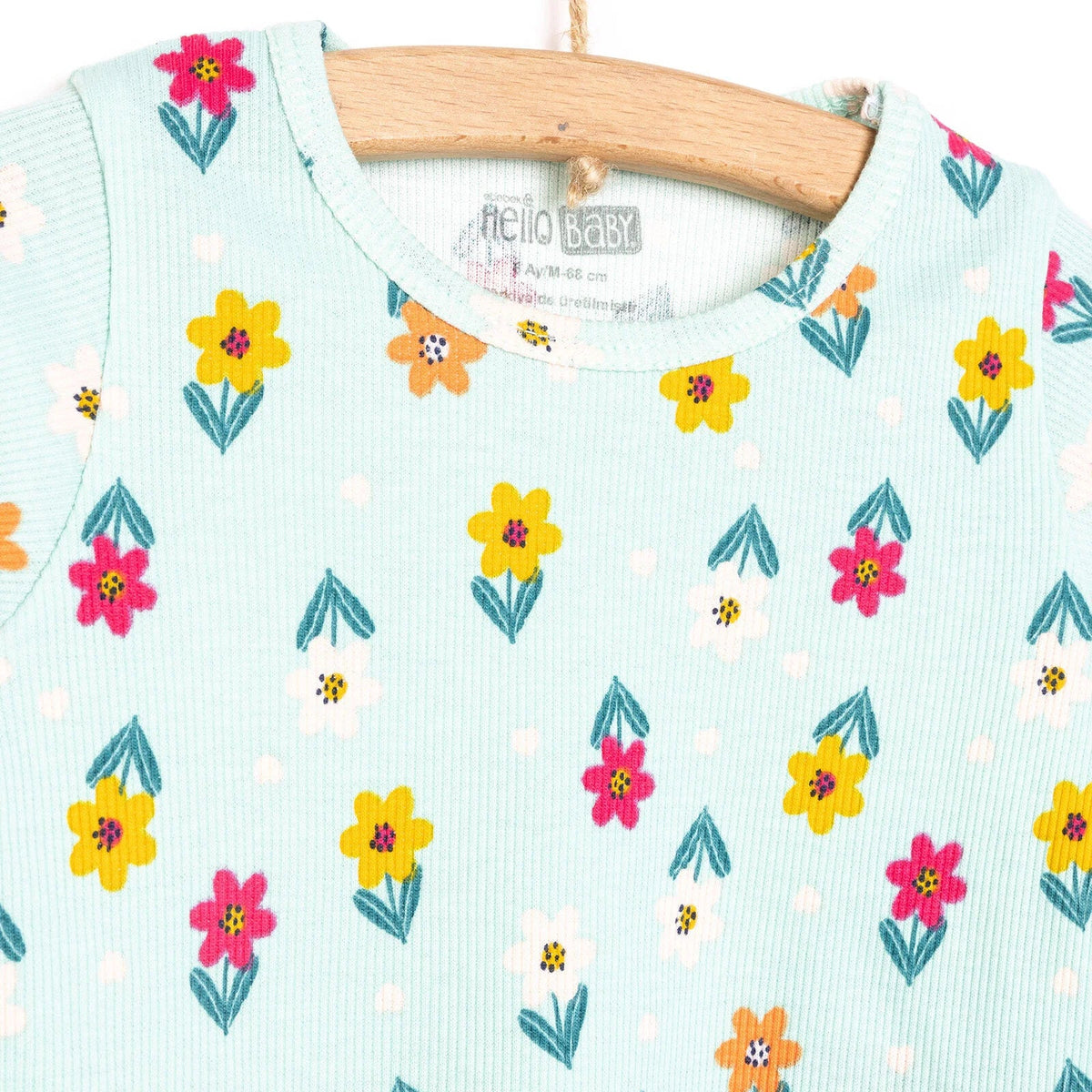 HelloBaby Floral Motif Ribbed Long Sleeve Baby Pyjama Set (6 Months to 4 Years)