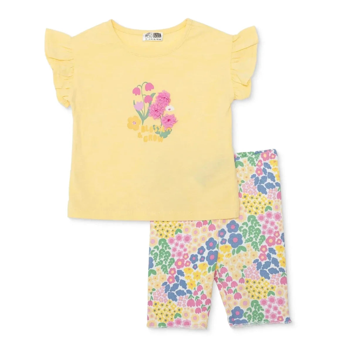 HelloBaby Short Sleeve Baby Top & Leggings Set (6-9 Months to 4-5 Years) - Yellow