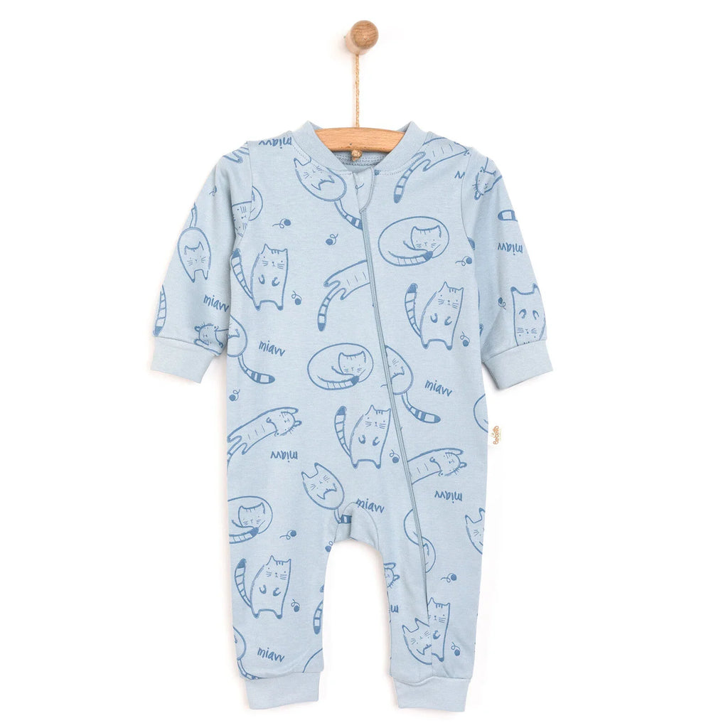 Bebetto Cat Motif Zip-Up Footless Baby Sleepsuit (3 Months to 3 Years)