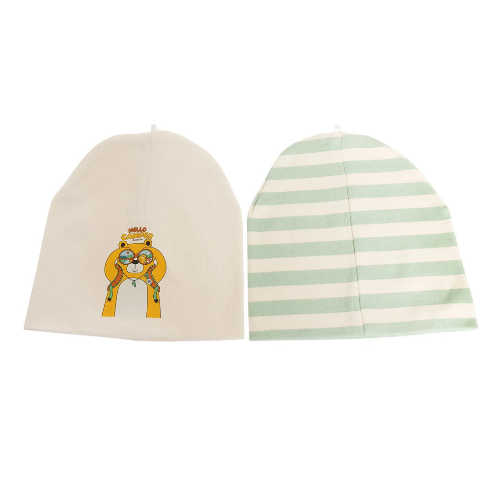 Little Plane Hello Camper Slogan 2 Pack Knitted Baby Beanies (12 Months to 3 Years)