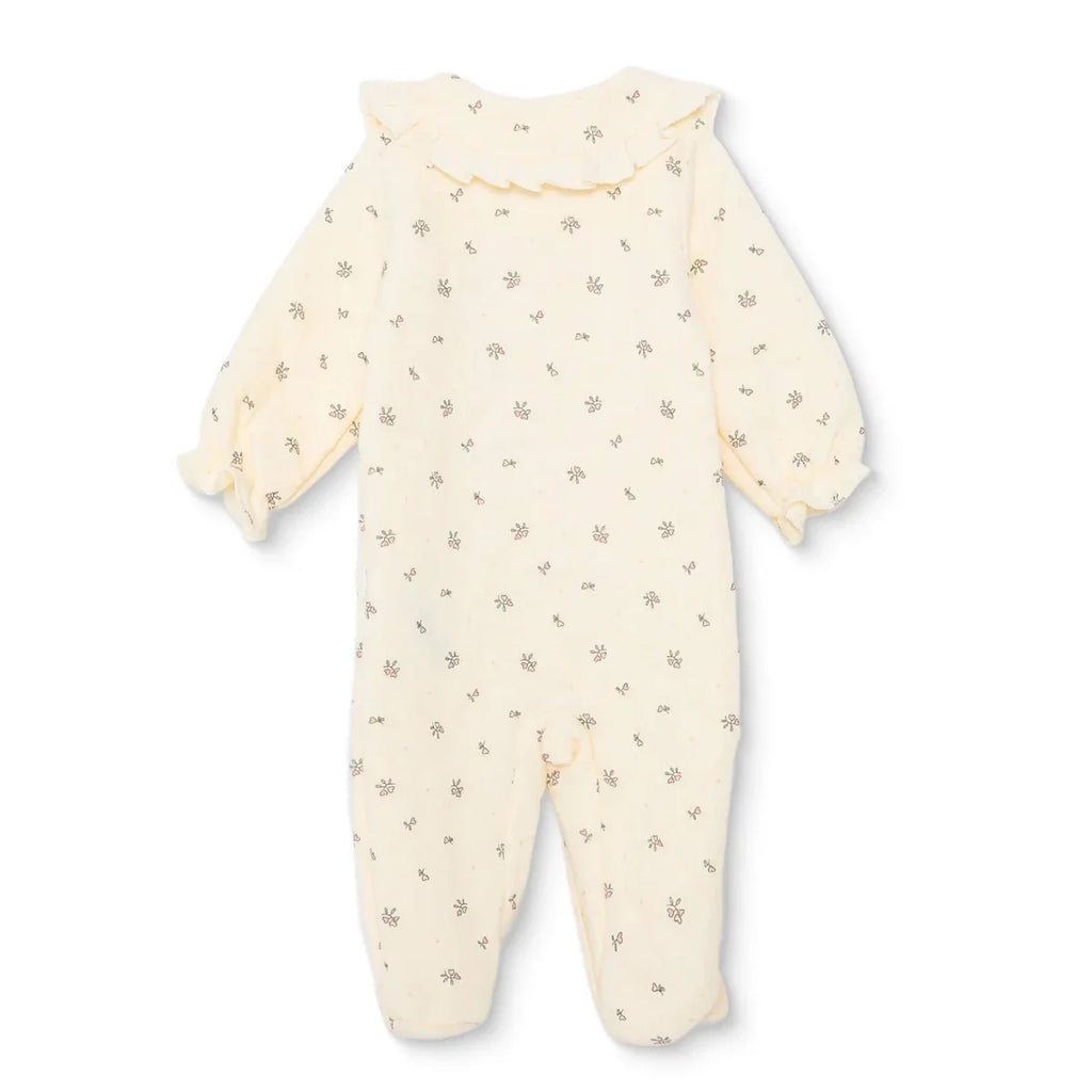 Bebetto Quilted Long Sleeve Baby Sleepsuit with Feet (Newborn to 6-9 Months) - Ecru