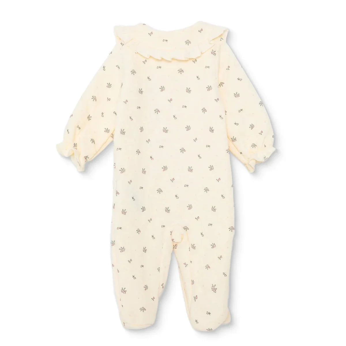 Bebetto Quilted Long Sleeve Baby Sleepsuit with Feet (Newborn to 6-9 Months) - Ecru