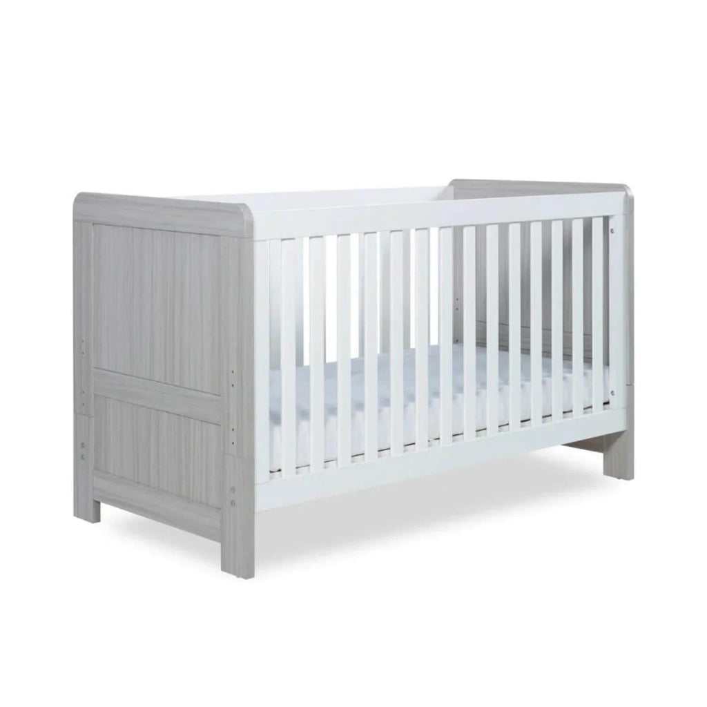 Ickle Bubba Pembrey Cot Bed Ash Grey - Fibre Mattress