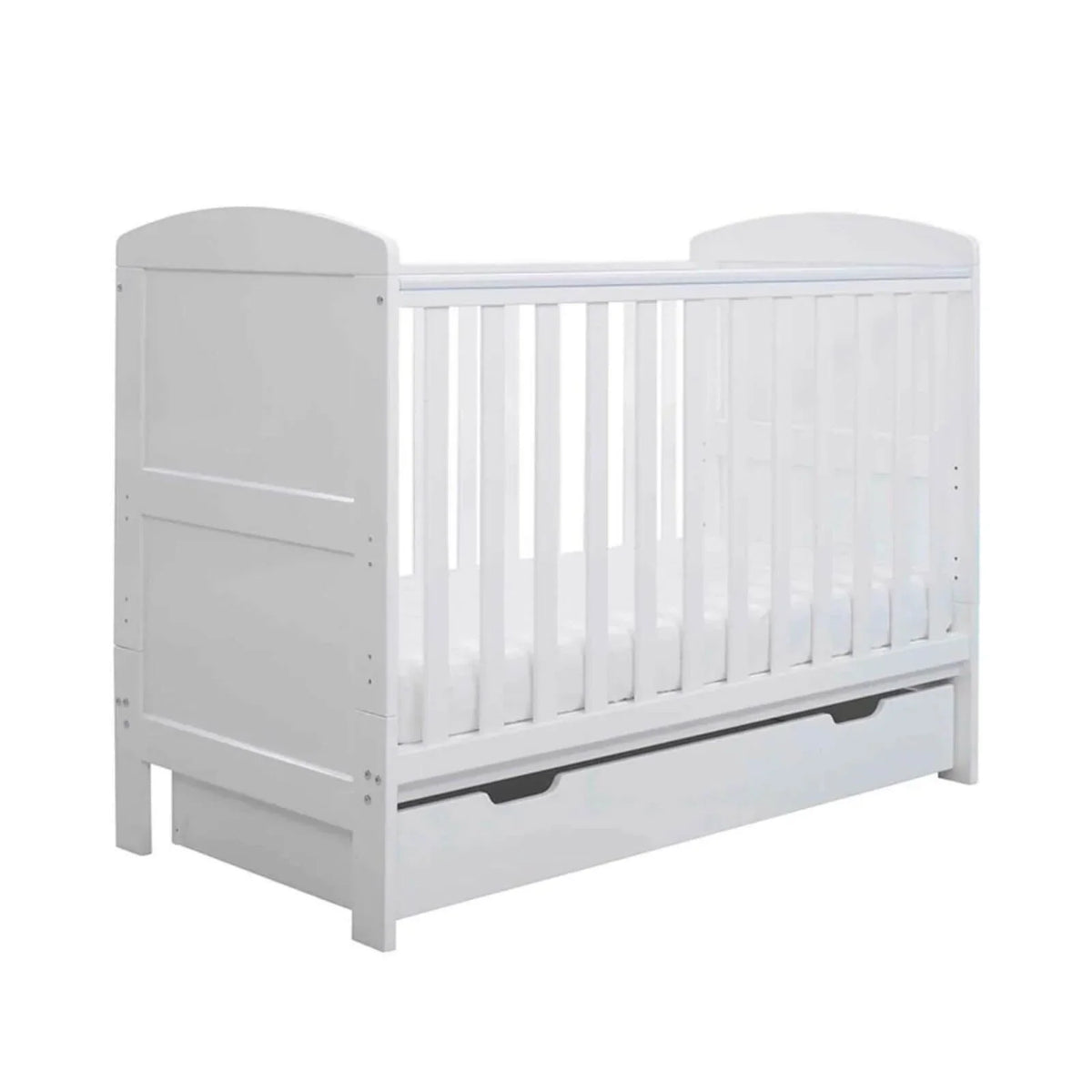 Ickle Bubba Coleby Mini Cot Bed & Under Drawer White - Fibre Mattress