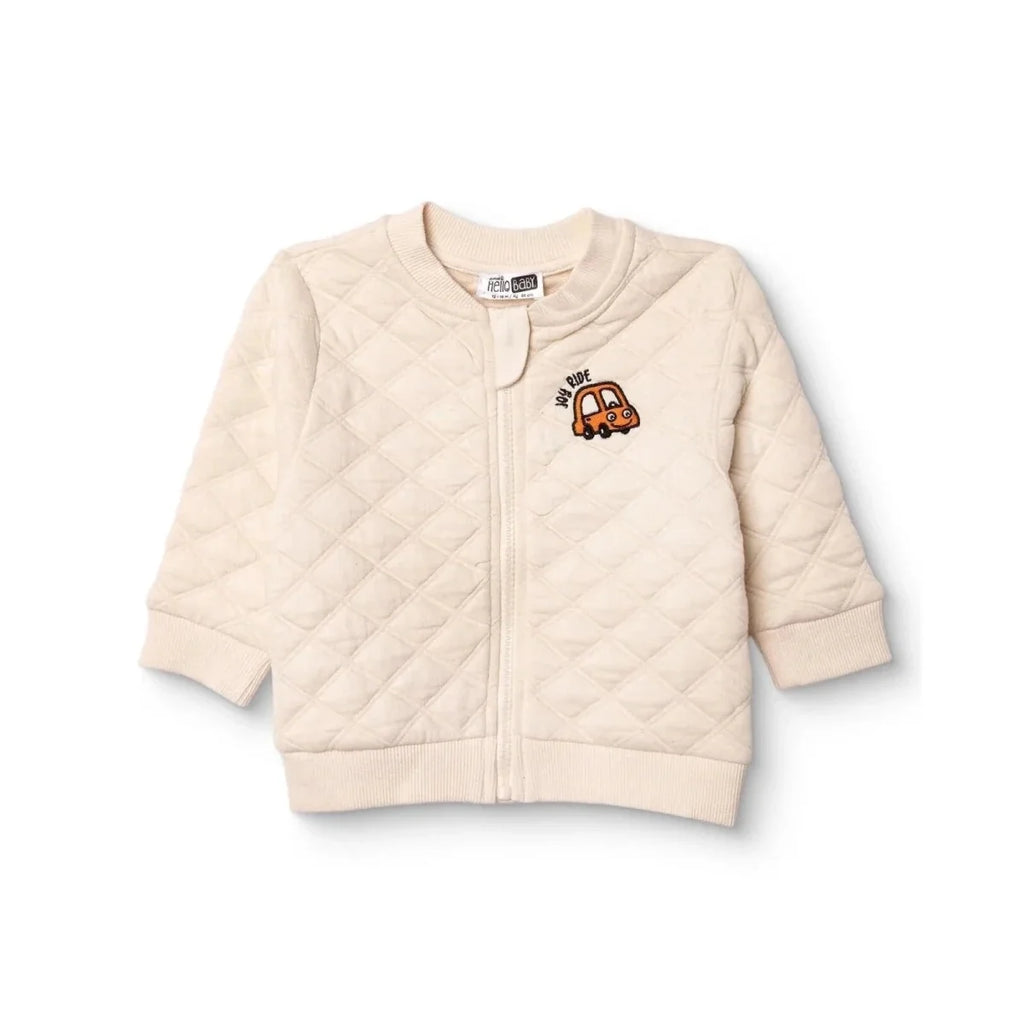HelloBaby Grandad Collar Quilted Baby Cardigan (6-9 Months to 4-5 Years) - Ecru