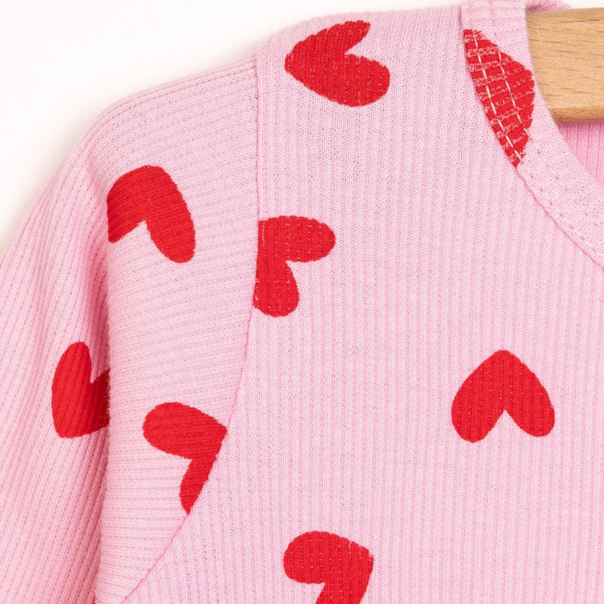 HelloBaby Heart Motif Ribbed Long Sleeve Baby Pyjama Set (6 Months to 4 Years)