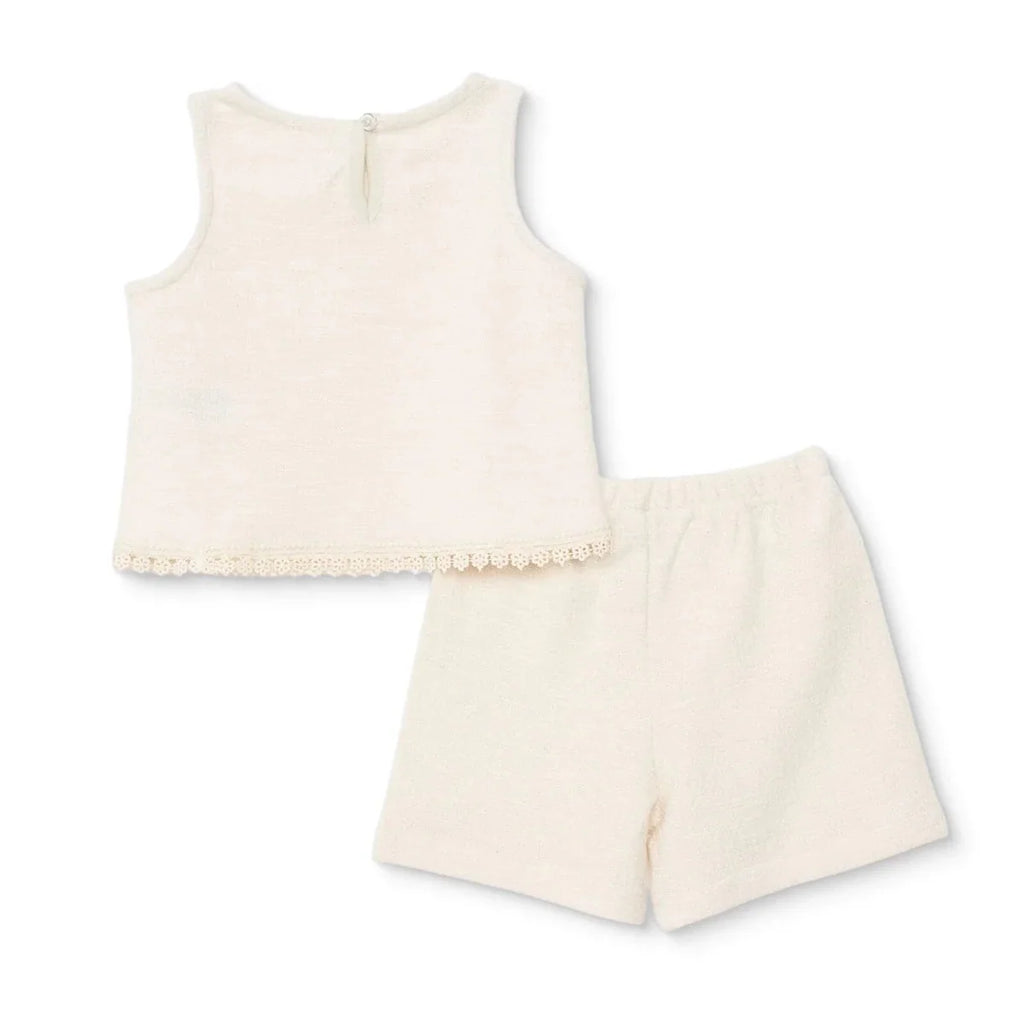 HelloBaby Sleeveless Jacquard Baby Top & Shorts Set (6-9 Months to 4-5 Years) - Ecru