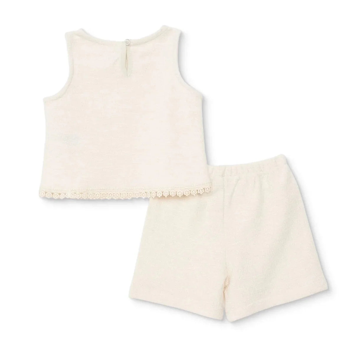 HelloBaby Sleeveless Jacquard Baby Top & Shorts Set (6-9 Months to 4-5 Years) - Ecru