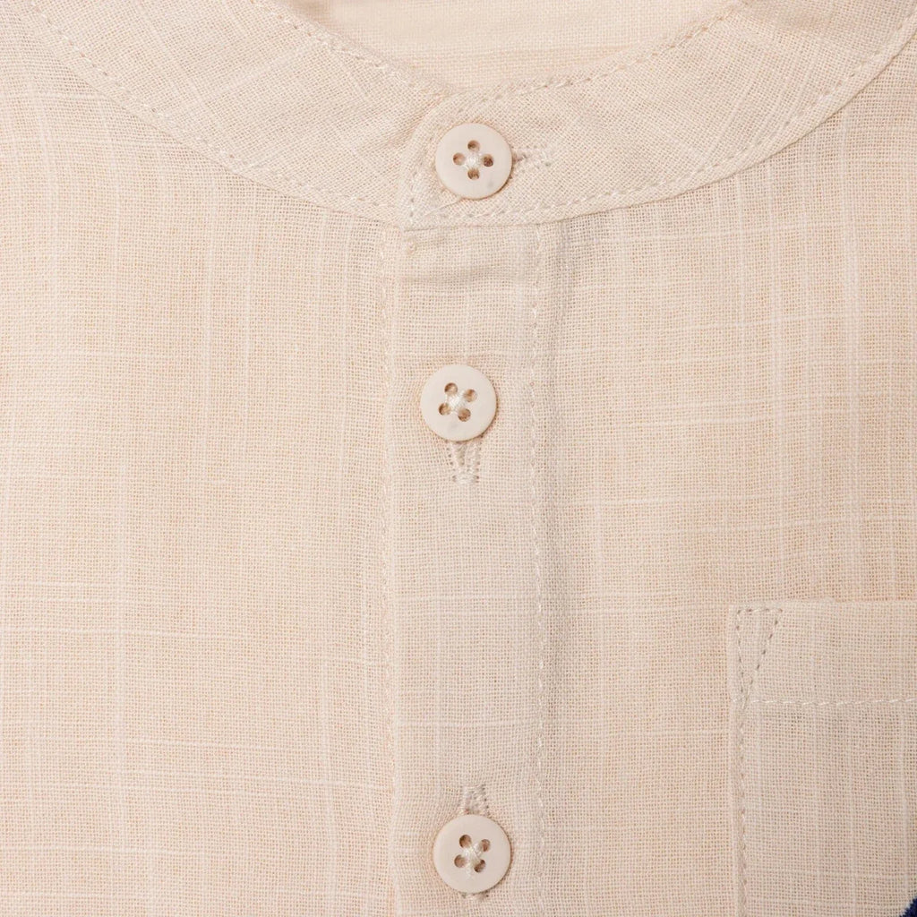 HelloBaby Grandad Collar Poplin Baby Shirt (6-9 Months to 4-5 Years) - Beige