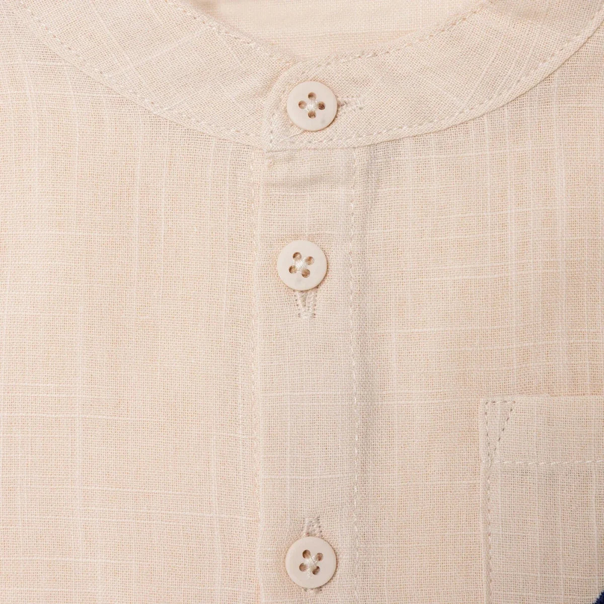 HelloBaby Grandad Collar Poplin Baby Shirt (6-9 Months to 4-5 Years) - Beige