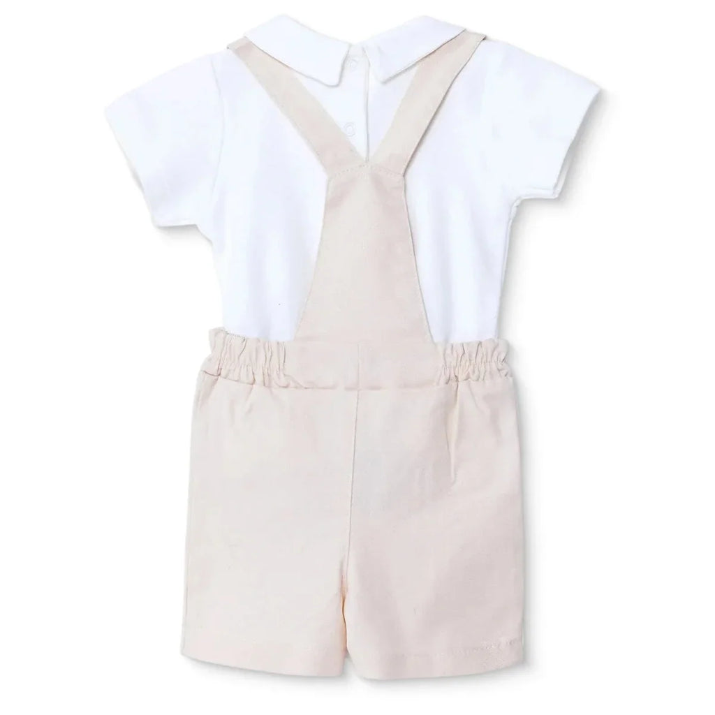 Bebetto Dungaree Baby Shorts & Short Sleeve T-Shirt Set (1-3 to 12 Months) - Beige