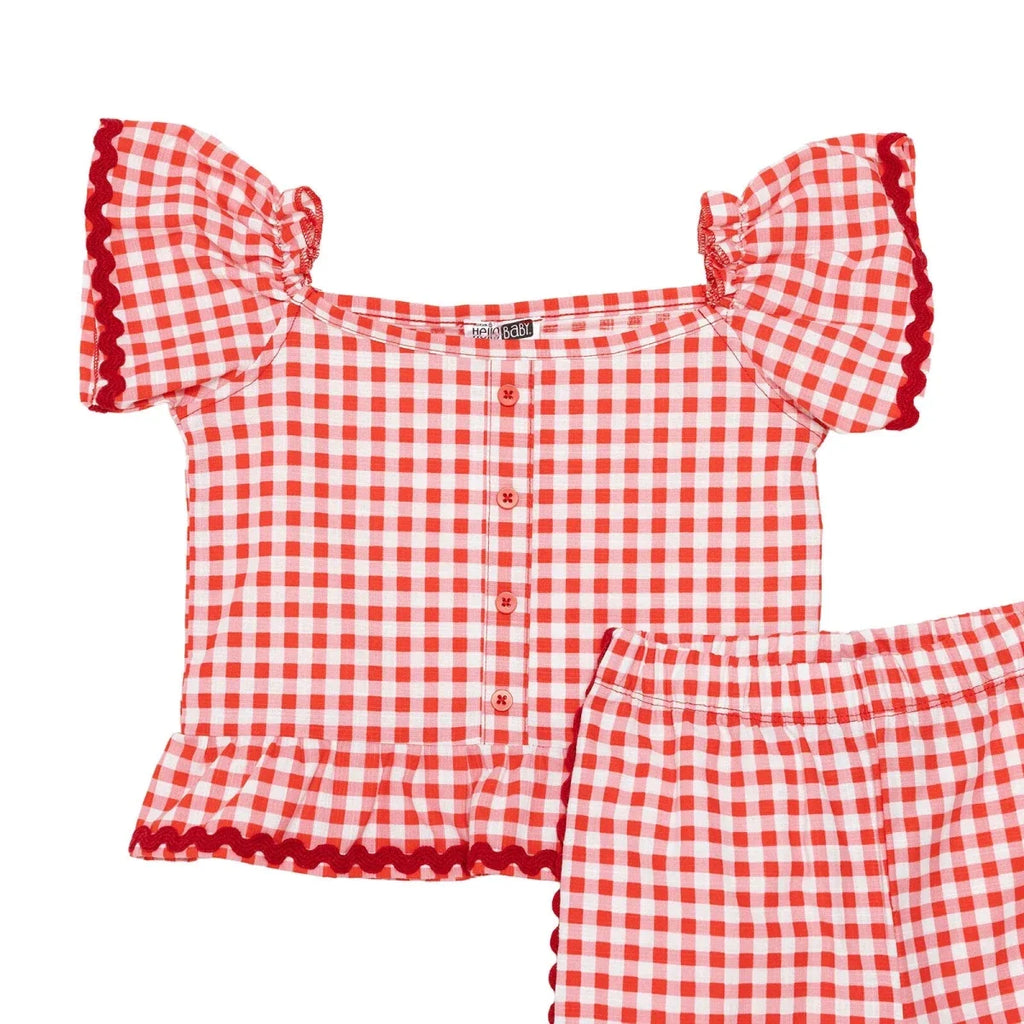 HelloBaby Short Sleeve Baby Top & Trousers Set (3-6 Months to 4-5 Years) - Pink