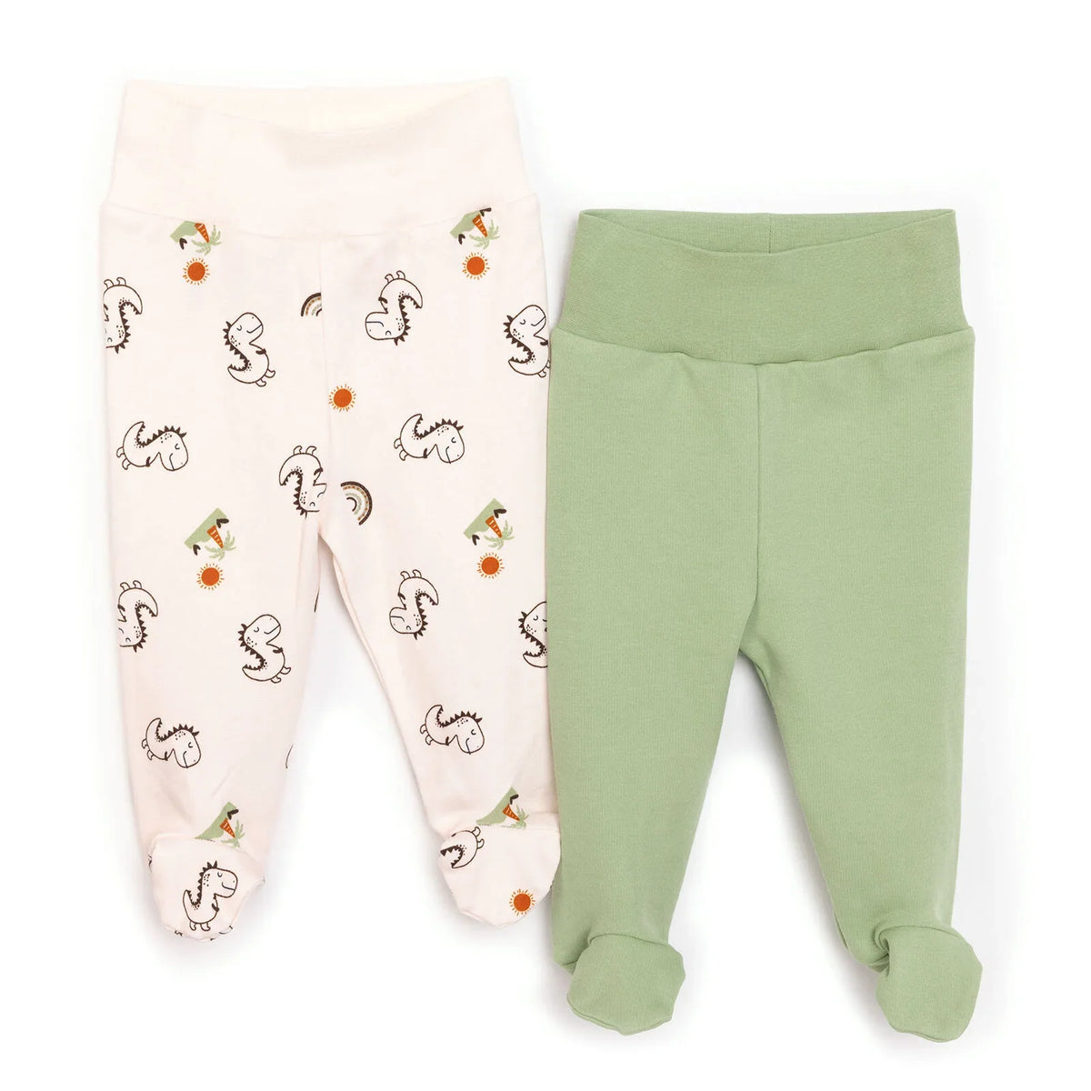 HelloBaby 2 Pack Footed Interlock Baby Bottoms (Newborn to 9 Months)