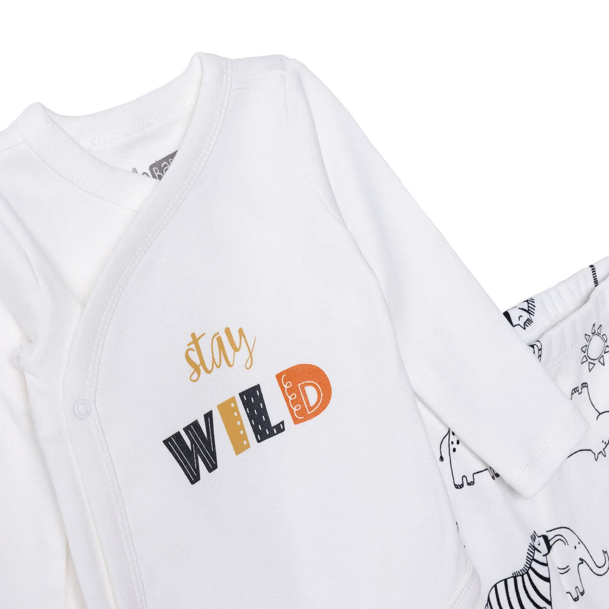 HelloBaby "Stay Wild" Slogan Baby Bodysuit & Footed Bottoms Set (Newborn to 9 Months)