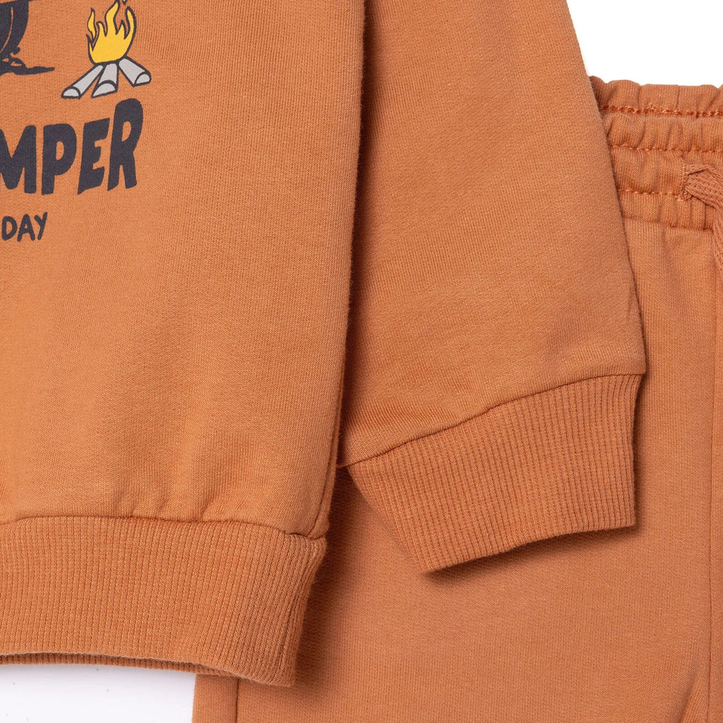 HelloBaby "Little Forest Camper" Slogan Brushed Baby Sweatshirt & Joggers Set (3-6 Months to 4-5 Years)