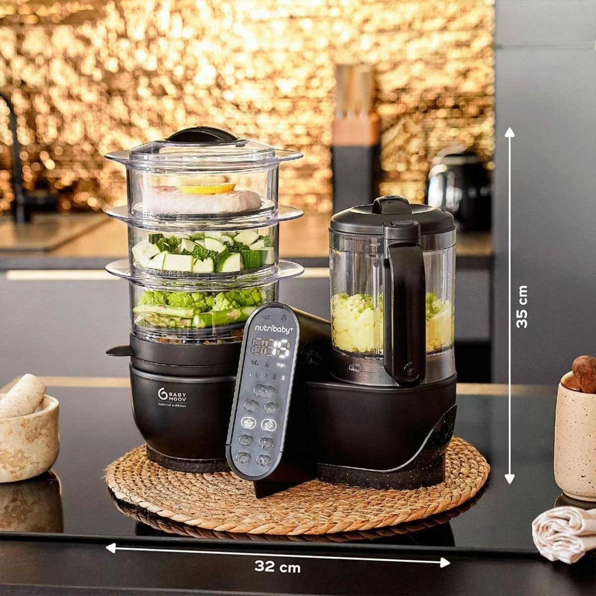 Babymoov Nutribaby (+) XL 6-in-1 Baby Food Maker - Black Edition