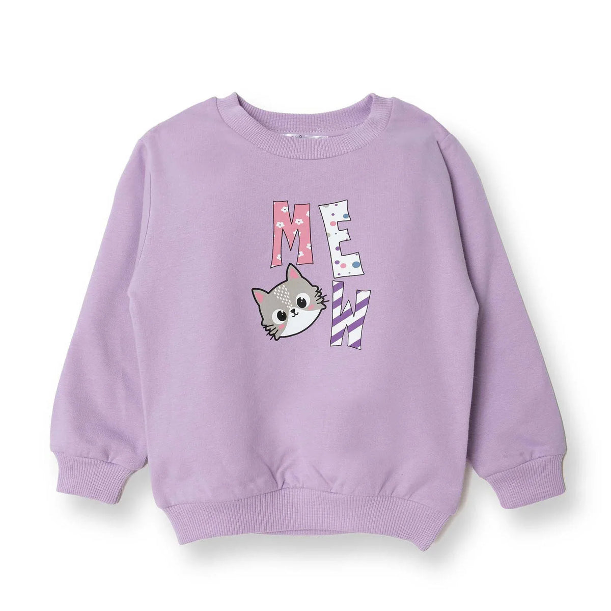 HelloBaby "Meow" Slogan Brushed Loopback Baby Sweatshirt (6 Months to 5 Years)