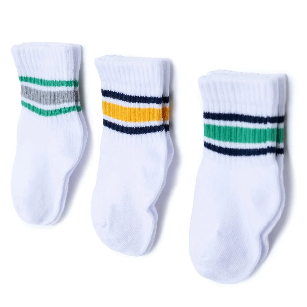 HelloBaby Striped 3 Pack Ankle Baby Socks (Newborn to 4-5 Years) - White