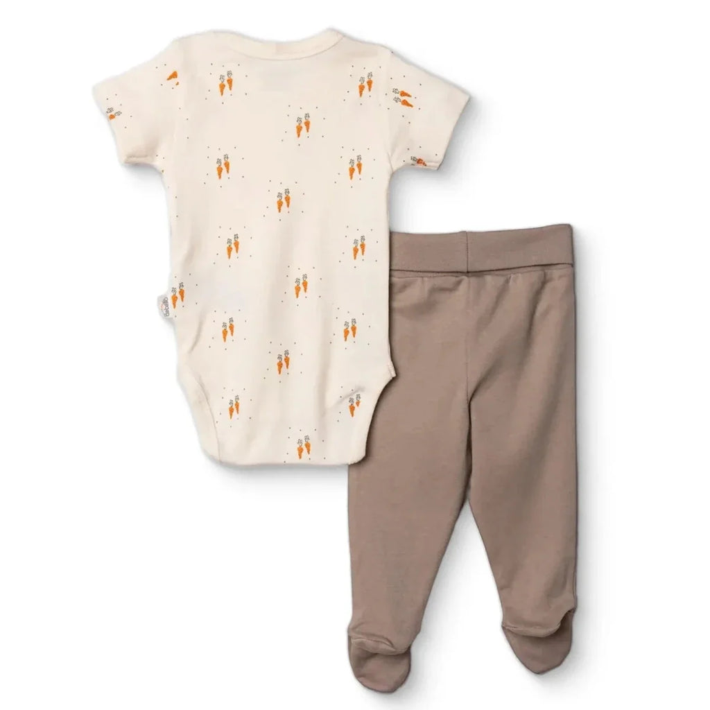 Bebetto Jacquard Knit Baby Bodysuit & Footed Bottoms Set (Newborn to 6-9 Months) - Brown