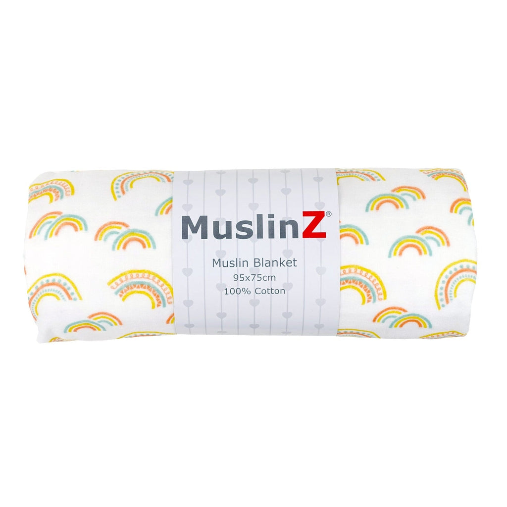 Cotton Muslin Baby Blanket - Rainbow or Woodland