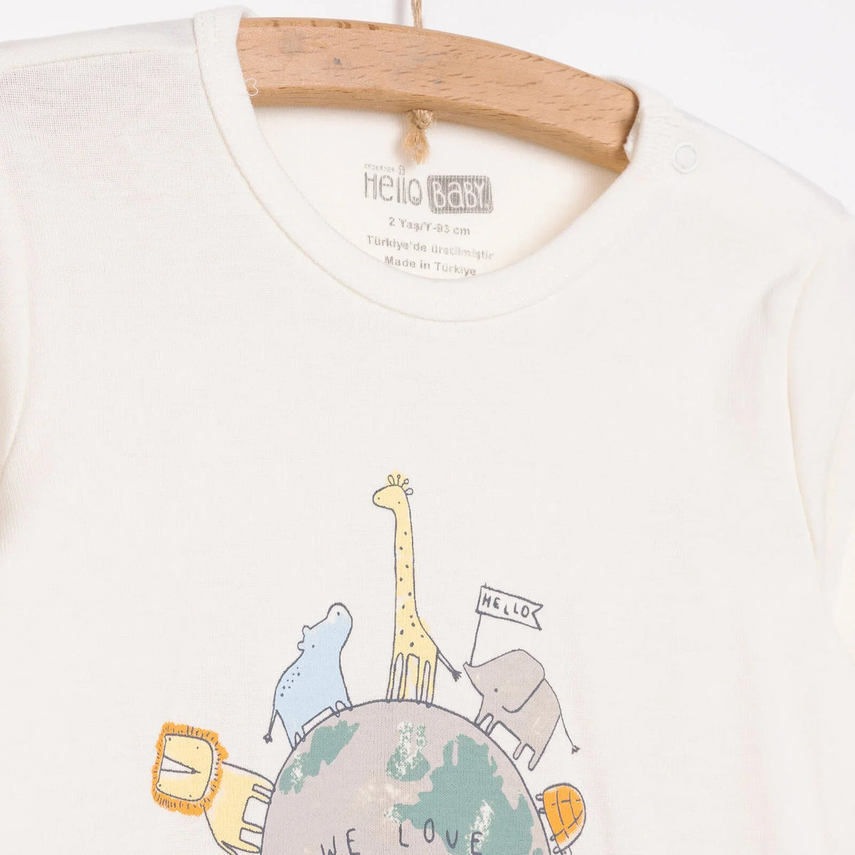 HelloBaby 2 Pack "We Love Our Planet" Slogan Long Sleeve Baby Bodysuits (3 Months to 3 Years)