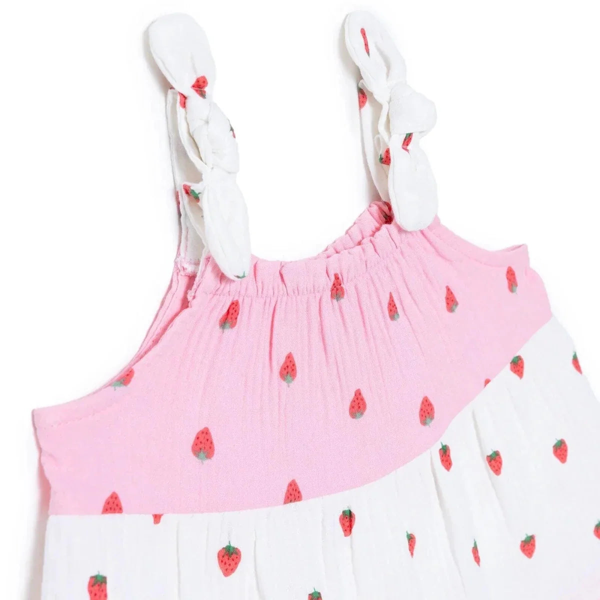 HelloBaby Strawberry Print Crew Neck Short Sleeve Baby Dress (6-9 Months to 4-5 Years) - Pink Printed