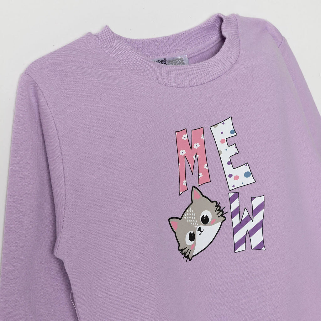 HelloBaby "Meow" Slogan Brushed Loopback Baby Sweatshirt (6 Months to 5 Years)