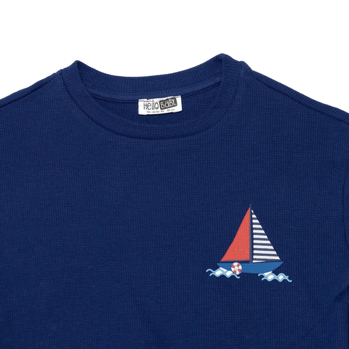HelloBaby Short Sleeve Waffle Baby T-Shirt & Shorts Set (6-9 Months to 4-5 Years) - Navy Blue