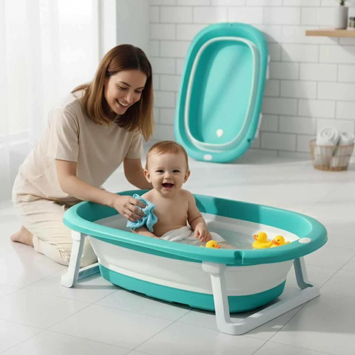 baby plus Foldable Bathtub with Plug