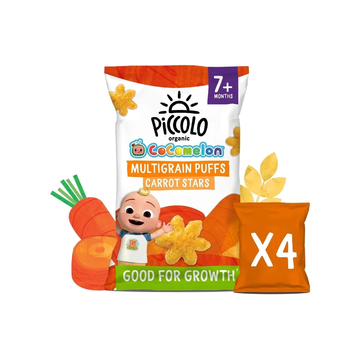 Piccolo Organic Carrot Puff Stars 7+ months 60g (4x15g)