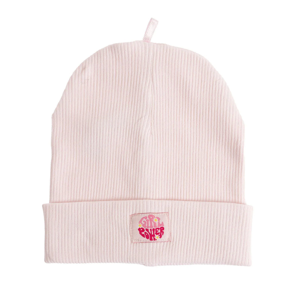 Little Plane Girl Power Slogan Ribbed Knit Baby Beanie (12 Months to 1-4 Years)