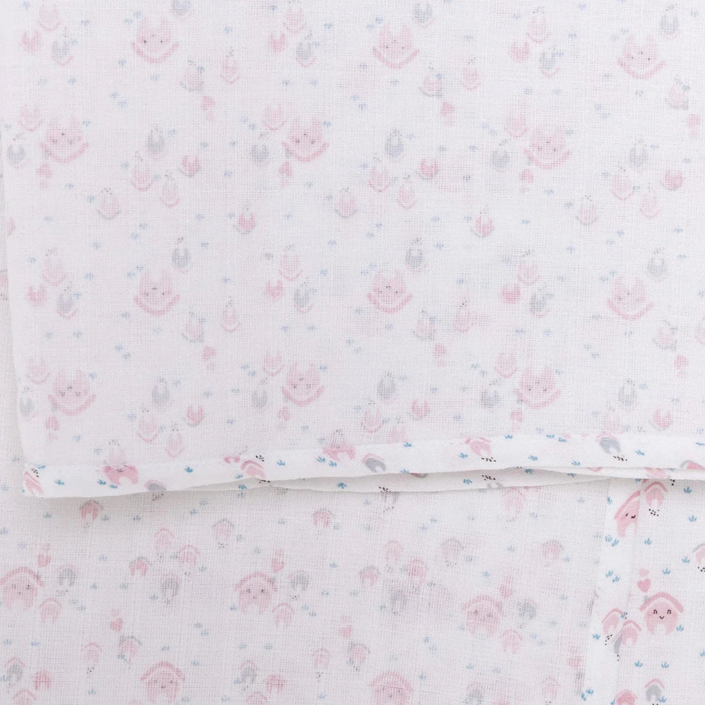 Little Dreams House Print Muslin Baby Blanket (100 x 110 cm) - Pink