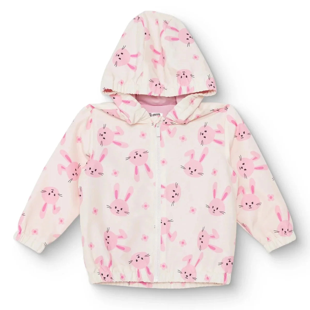 HelloBaby Hooded Printed Microfibre Baby Raincoat (9-12 Months to 4-5 Years) - Ecru Printed