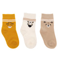 HelloBaby 3 Pack Striped Animal Print Ankle Baby Socks (Newborn to 4-5 Years) - Mustard